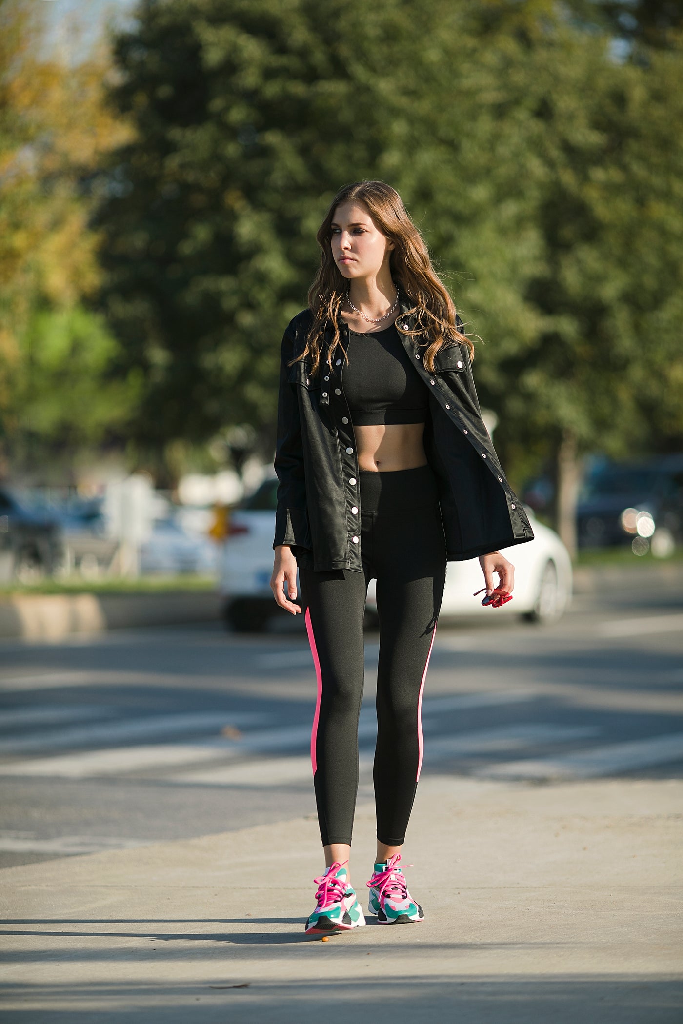 MARATHON LEGGING IN BLACK/PINK