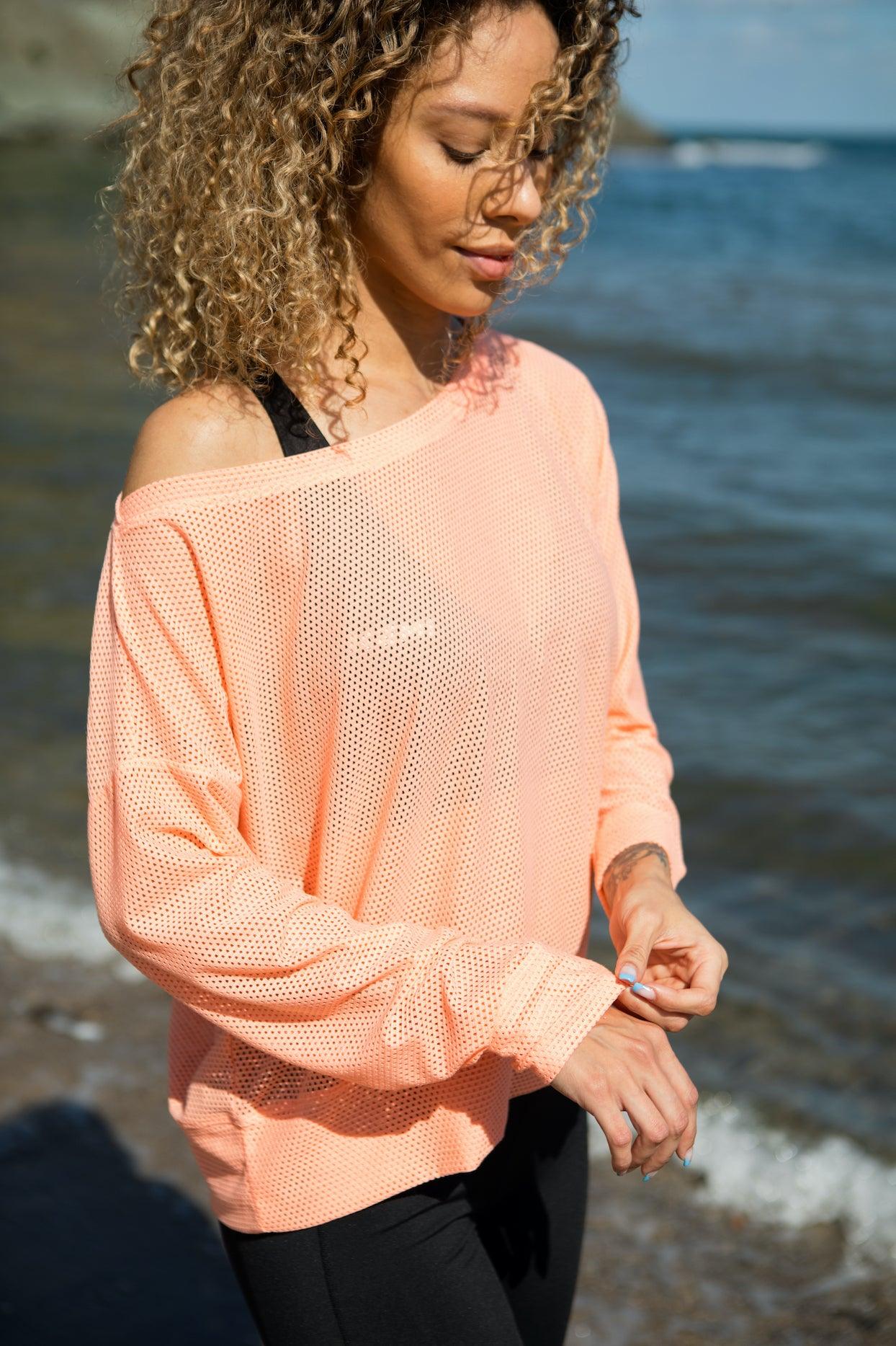 OVERTIME MESH SWEAT IN SALMON PINK - Kemi Active