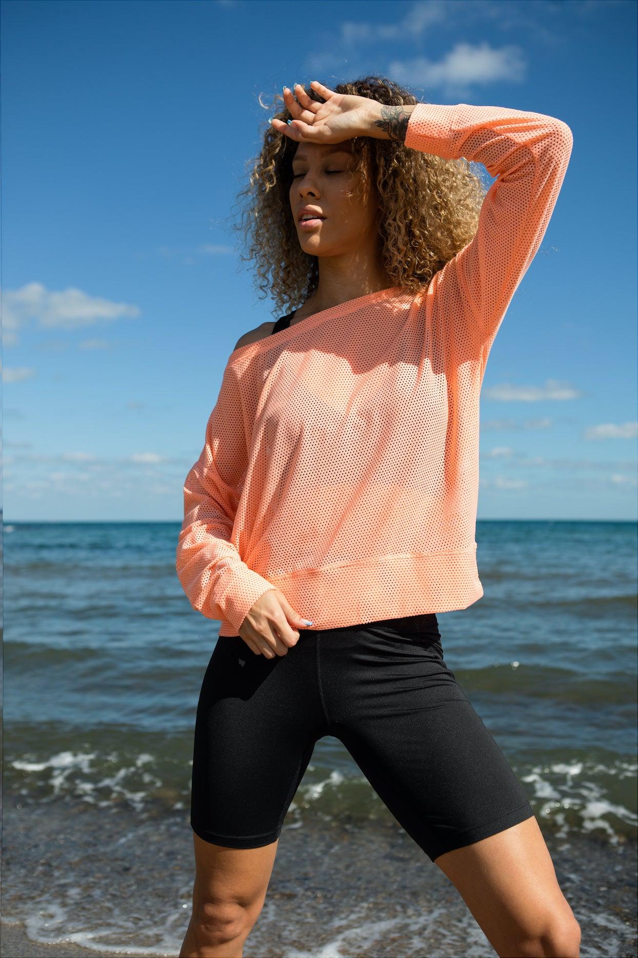 OVERTIME MESH SWEAT IN SALMON PINK - Kemi Active