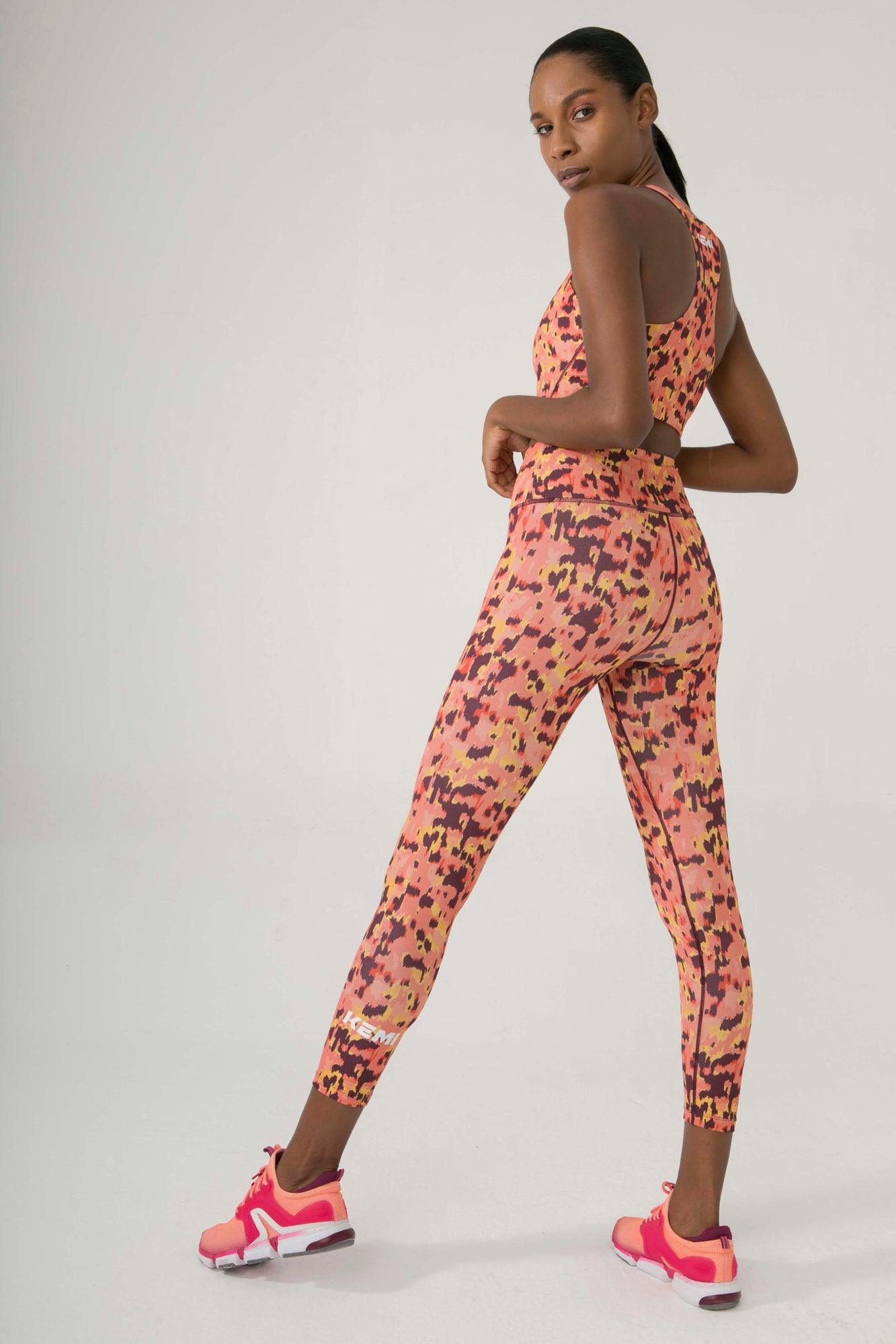 OFF COURT LEGGING IN ORANGE LEOPARD PRINT - Kemi Active