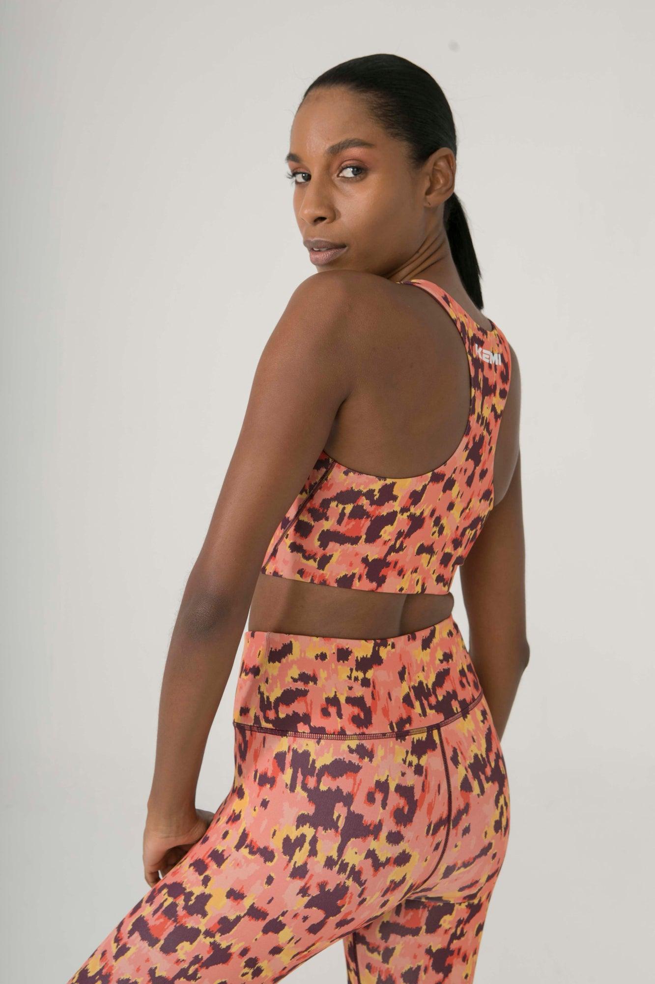 OFF COURT TANK IN ORANGE LEOPARD PRINT - Kemi Active