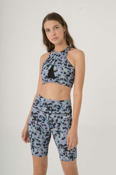 OFF COURT TANK IN BLUE LEOPARD PRINT - Kemi Active