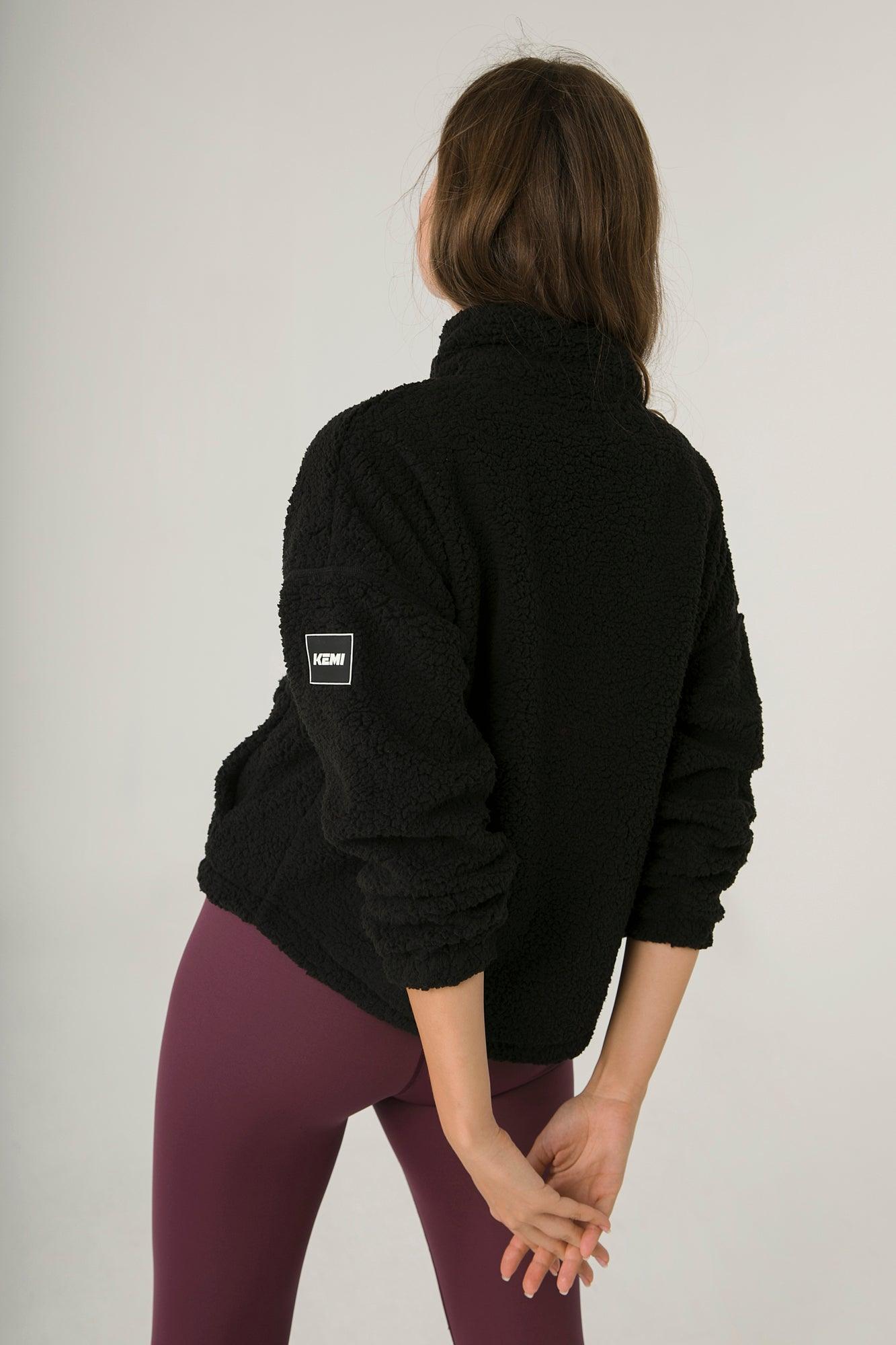 TOPSPIN SHERPA JACKET IN BLACK - Kemi Active