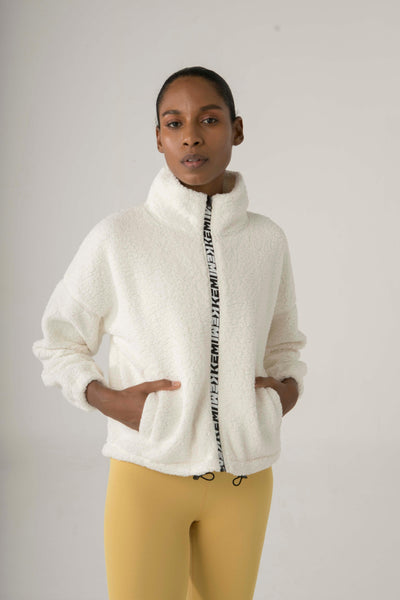 TOPSPIN SHERPA JACKET IN WHITE - Kemi Active